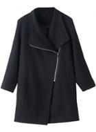 Oasap Women's Oblique Zip Closure Woolen Coat