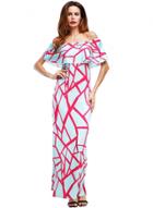 Oasap Off Shoulder Ruffle Digital Print Maxi Dress