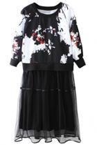 Oasap Mesh Paneled Dress Matching Sets