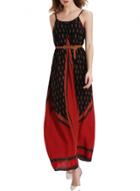 Oasap Women's Tribal Print Spaghetti Strap Maxi Dress With Belt