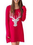 Oasap Women's Elk Graphic Round Neck Loose Fit Dress