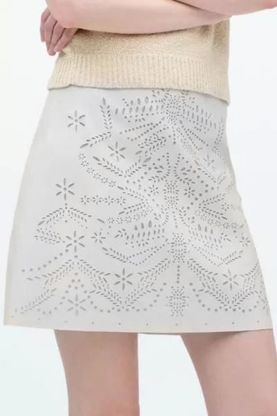 Oasap Charming Solid Floral Hollow Out Skirt