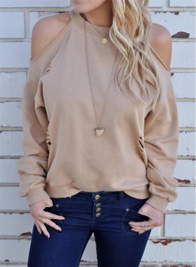 Oasap Fashion Off Shoulder Long Sleeve Backless Tee