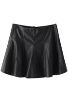 Oasap Cool Solid Black Mini Flouncing Skirt