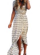 Oasap Women's V Neck Short Sleeve Printed Split Wrap Maxi Dress