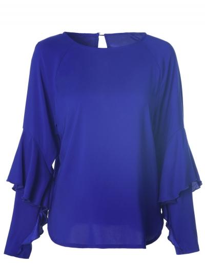 Oasap Fashion Solid Long Sleeve Chiffon Pullover Blouse