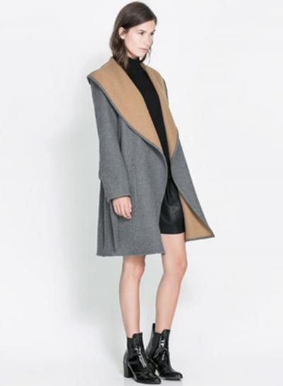 Oasap Women's Color Block Hood High-rise Waist Trench Coat