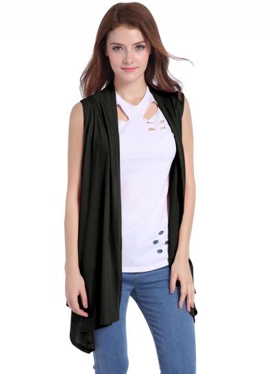 Oasap Solid Open Front Irregular Vest