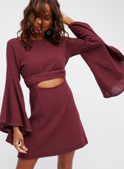 Oasap Fashion Flare Sleeve Cut Out Mini Dress