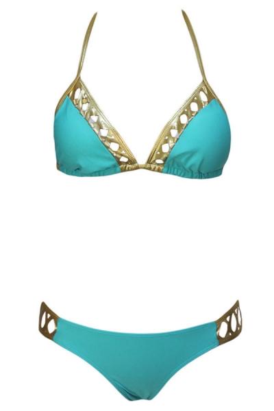 Oasap Braid Detailed Blue Bikini Swimsuit