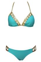 Oasap Braid Detailed Blue Bikini Swimsuit