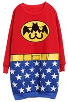 Oasap Color-blocked Star Long Sweatshirt