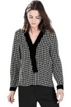 Oasap Classic Houndstooth High Low Blouse
