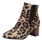 Oasap Square Toe Block Heels Elastic Band Ankle Boots