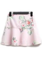 Oasap Floral Mesh Overlay Skirt