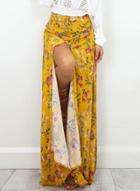 Oasap Casual High Slit Floral Printed Maxi Beach Skirt