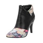 Oasap Pointed Toe Stiletto Heels Floral Boots