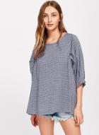 Oasap Round Neck Three Quarter Length Sleeve Blouse