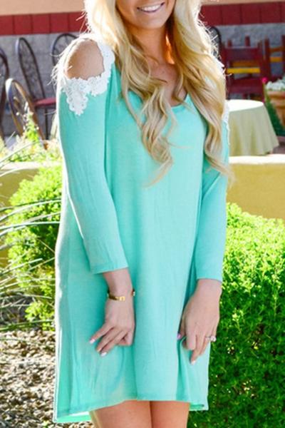 Oasap Chic Cut-out Lace Paneled Dress