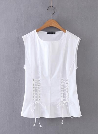 Oasap Stylish Lace-up Sleeveless Tee Shirt