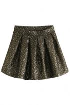 Oasap Shining Textured Metallic Pleated Mini A-line Skirt