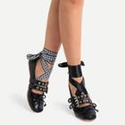 Oasap Round Toe Double Buckle Strap Ballet Flat Shoes
