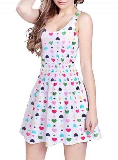 Oasap Women's Casual Sleeveless Heart Print A-line Mini Dress