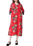 Oasap Women's Casual Floral Print Midi Shift Linen Dress