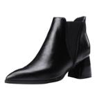 Oasap Solid Color Elastic Band Pointed Toe Boots