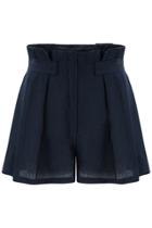 Oasap Navy High Waist Pleated Shorts