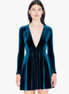 Oasap Women's Solid Color Deep V Velvet Dress