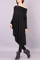 Oasap Black Off-the-shoulder Asymmetrical Hem Dress