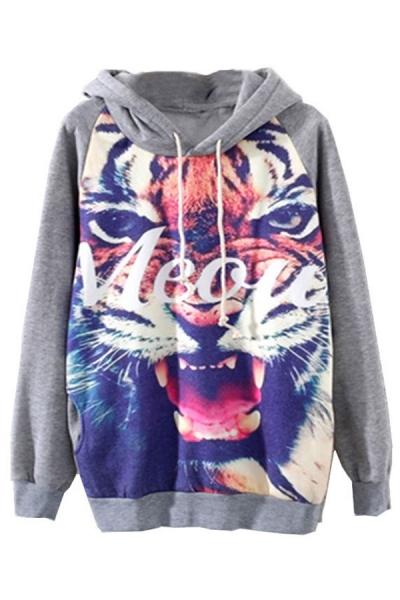 Oasap Fierce Tiger Pattern Hoodie