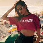 Oasap Casual Short Sleeve Letter Printed Crop Top