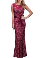 Oasap Round Neck Sleeveless Lace Backless Evening Dresses