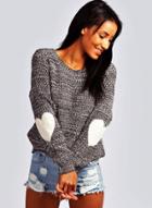 Oasap Fashion Love Patch Loose Fit Sweater