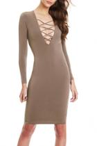 Oasap Fashion Lace-up Front Body-con Dress