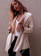 Oasap Long Sleeve Solid Color Open Front Coat