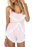 Oasap Women's Fashion Spaghetti Strap Back Cross Romper With Tassel