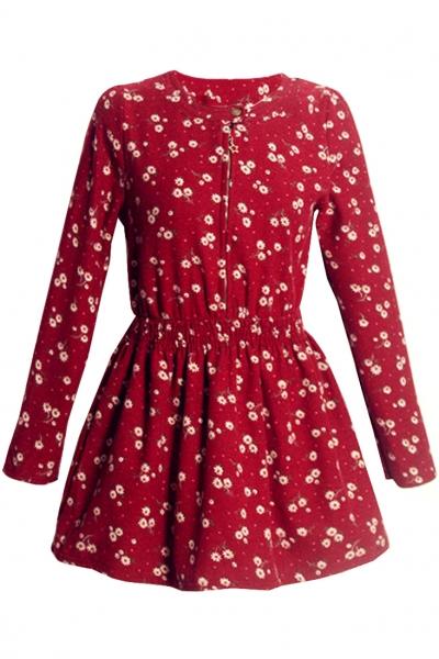 Oasap Demure Floral Pleated Red Tunic Top