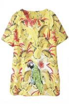 Oasap Yellow Cute Parrot Print Dress