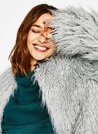 Oasap Fashion Long Sleeve Fake Fur Open Front Coat