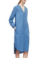 Oasap Women's V Neck Button Front Loose Fit Denim Dress