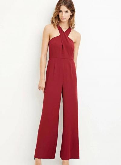 Oasap Fashion Sexy Solid Off The Shoulder Wide Leg Jumpsuits With Zip