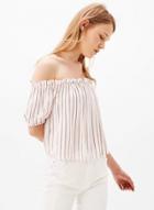 Oasap Stripe Off Shoulder Short Sleeve Blouse