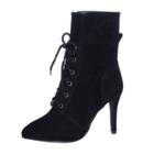 Oasap Pointed Toe Stiletto Heels Lace-up Ankle Boots