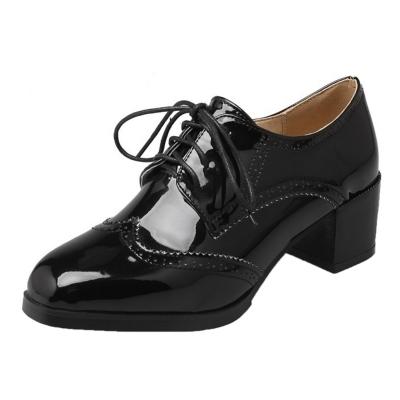 Oasap Solid Color Square Toe Block Heels Lace Up Shoes