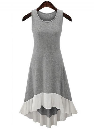 Oasap Sleeveless High Low Dress With Ruffle Hem