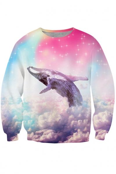 Oasap Chic Colorful Dolphin Pattern Sweatshirt