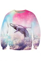 Oasap Chic Colorful Dolphin Pattern Sweatshirt